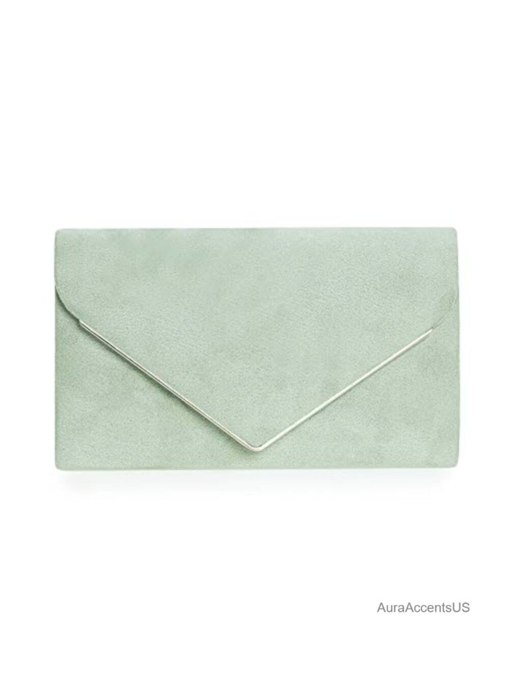 Faux Suede Clutch Bag Metal Binding Evening Purse Wedding Prom Party